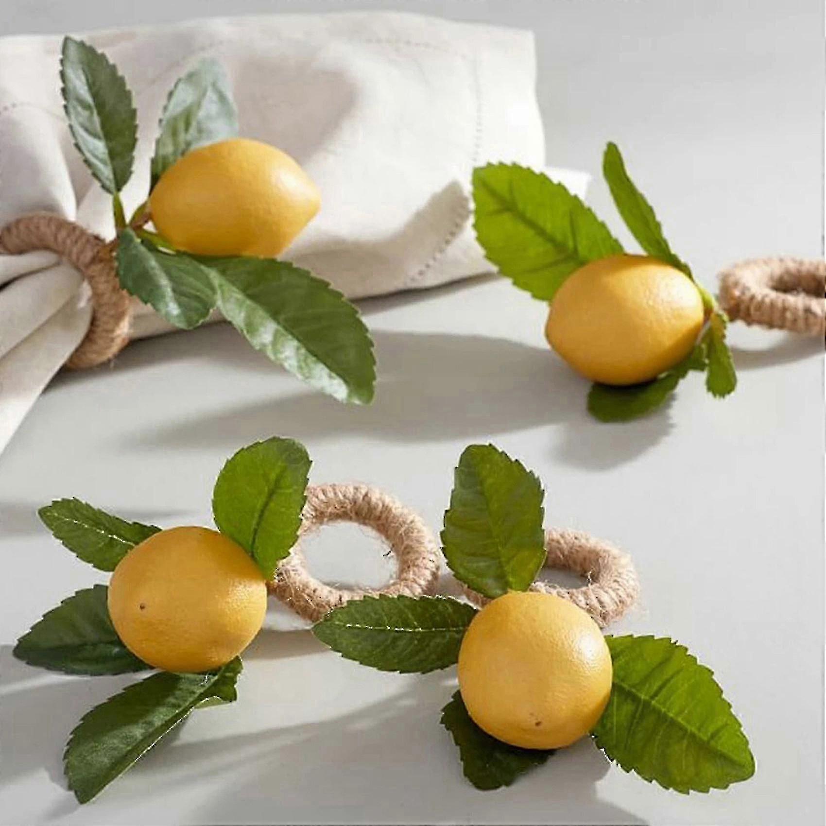 6pcs Simulation Lemon Plant Napkin Ring Fruit Meal Buckle Napkin Ring