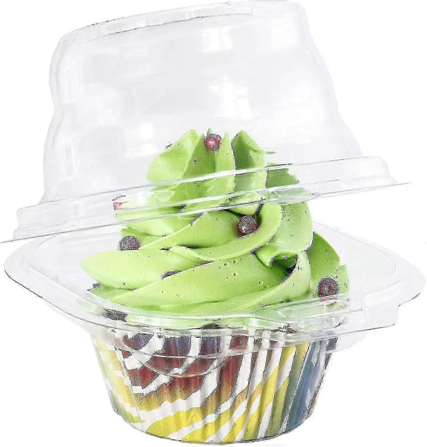 50-Pack Individual Cupcake Containers - Stackable, BPA-Free Clear Plastic for UK Baking Needs