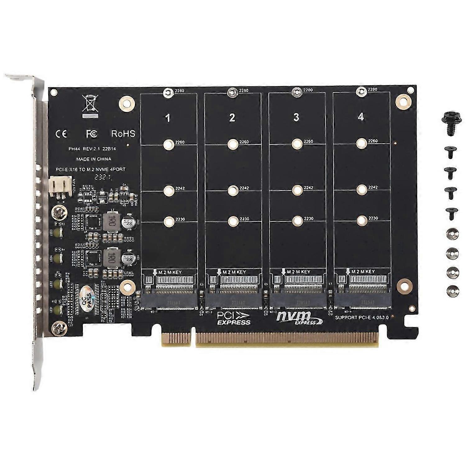 4 Port NVMe to PCIE Adapter Card M.2 NVME to PCIe X16 Adapter