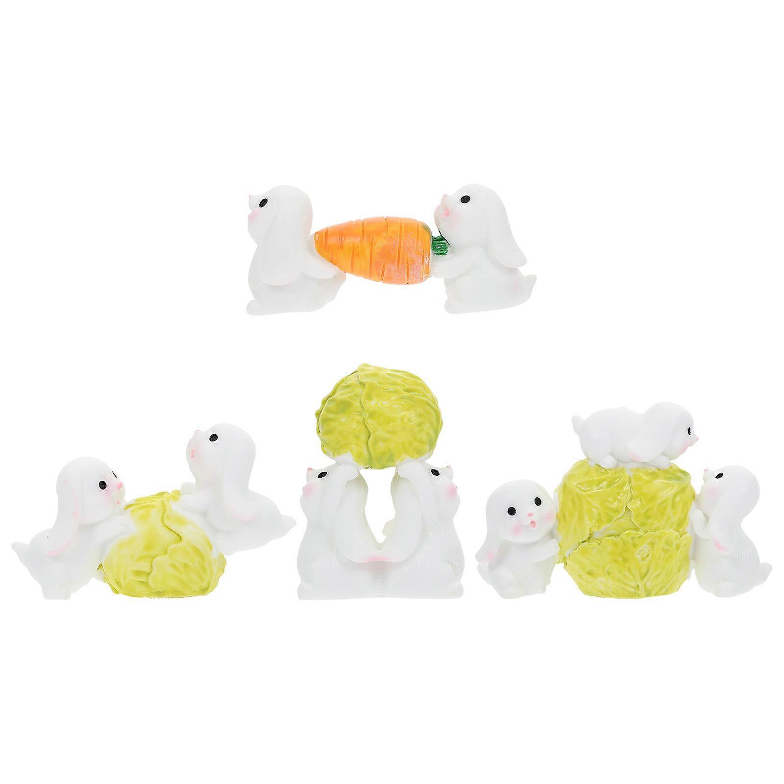 Rabbit Decor Resin Bunny Ornaments for Home Desktop 4Pcs Set