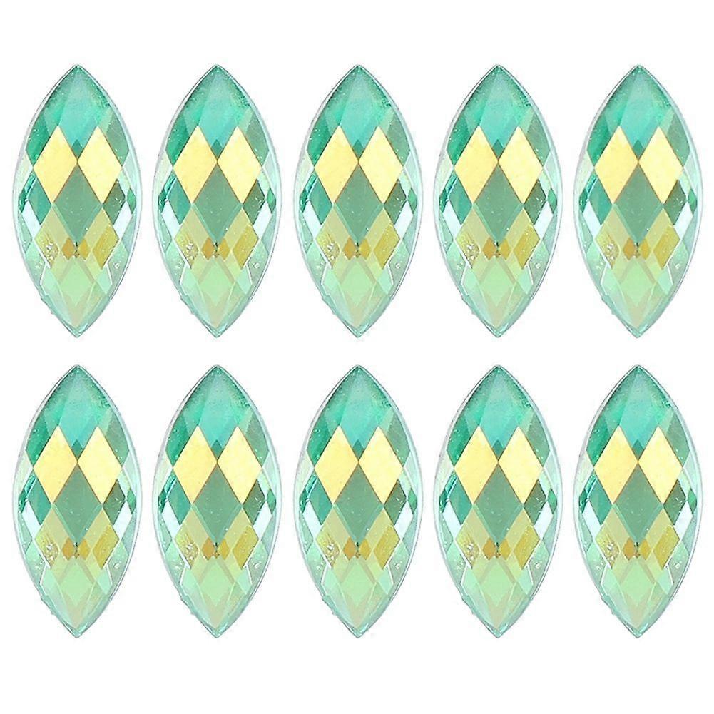 500Pcs AB Horse Eye Rhinestones Imitation Flat Back Light Green Color Crystal 7 x 15mm