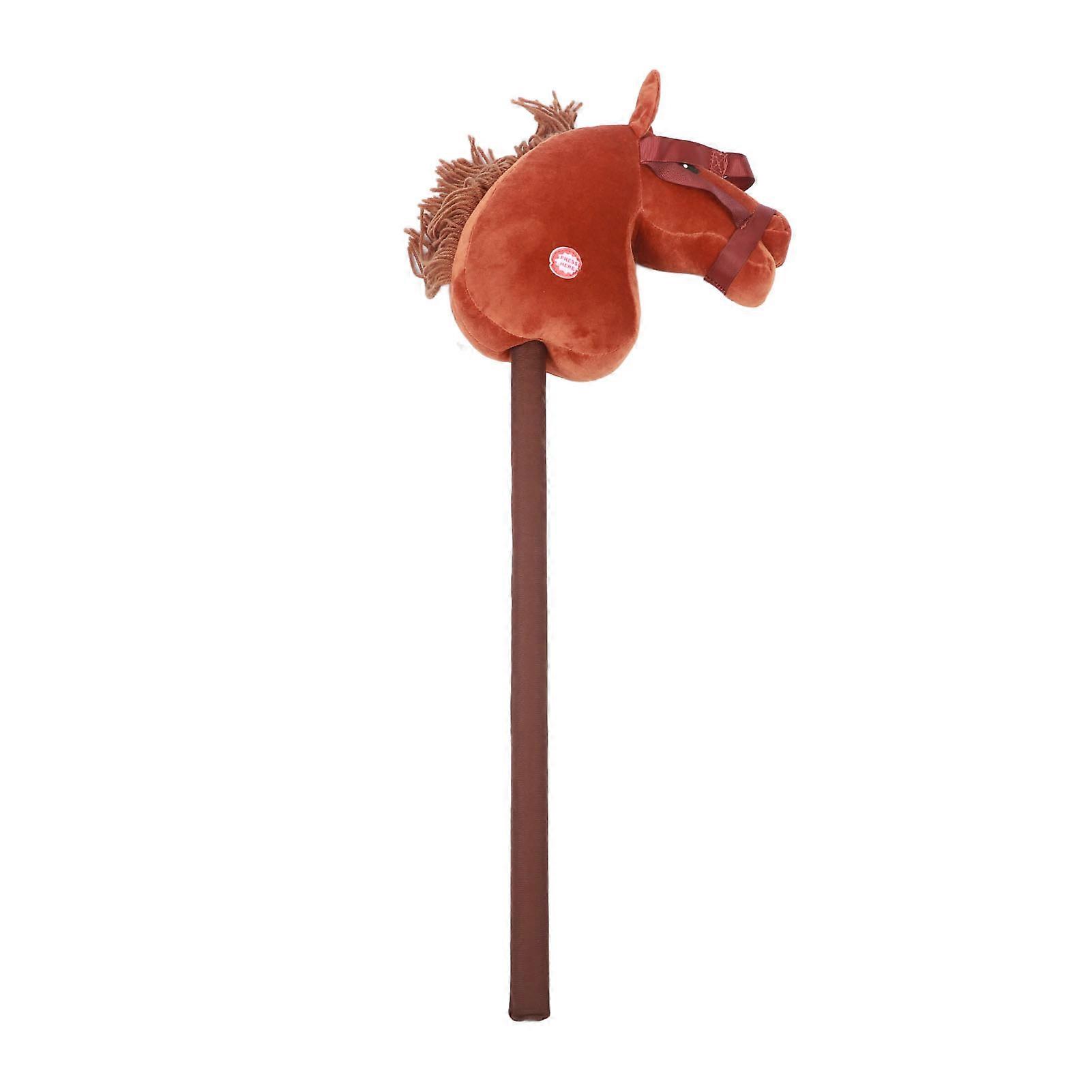 Cheval en peluche de 70 cm de hauteur, jouet mignon avec expression et 2 effets sonores, marron foncé