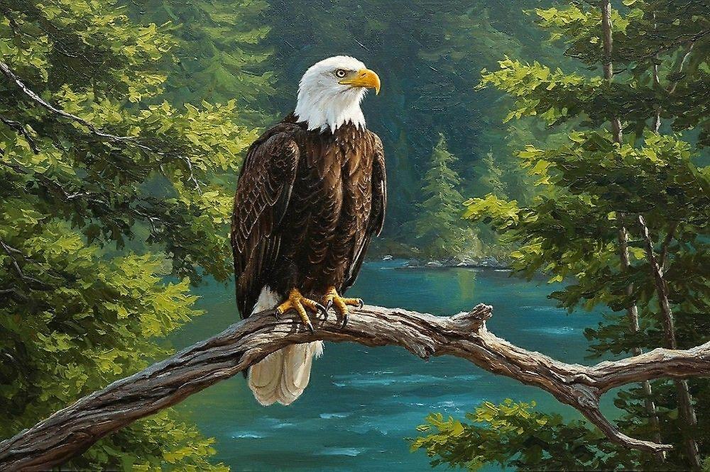 Skaldet ørn høj på en gren puslespil træpuslespil spil pædagogisk legetøj