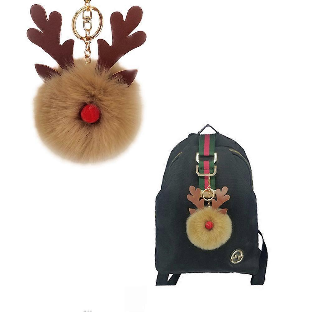 Christmas Keychain Elk Style for Key Use with Fluffy Ball