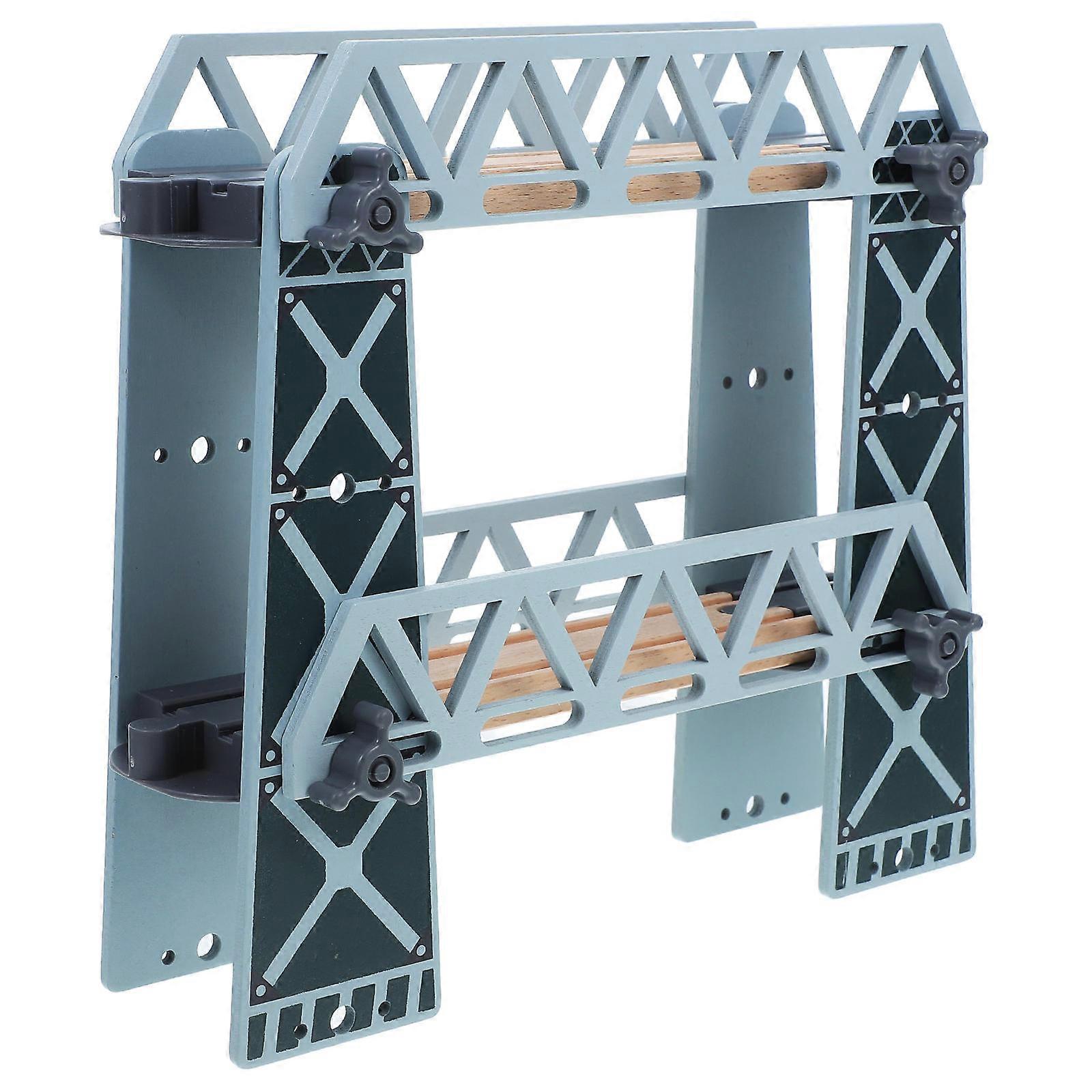 Wooden Train Bridge 2Pcs for Toddlers Train Track Scene Layout Props