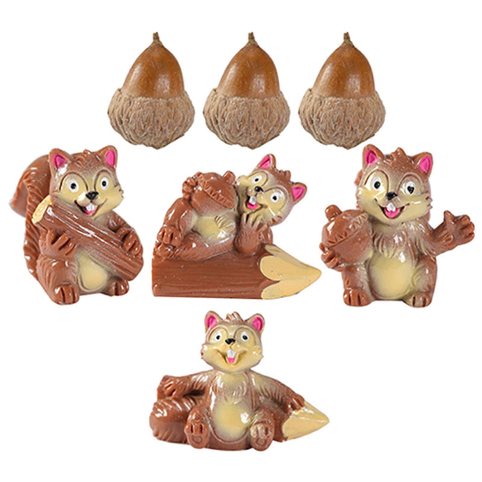 Resin Squirrel Decor Miniature Figurines for DIY 21Pcs Collection