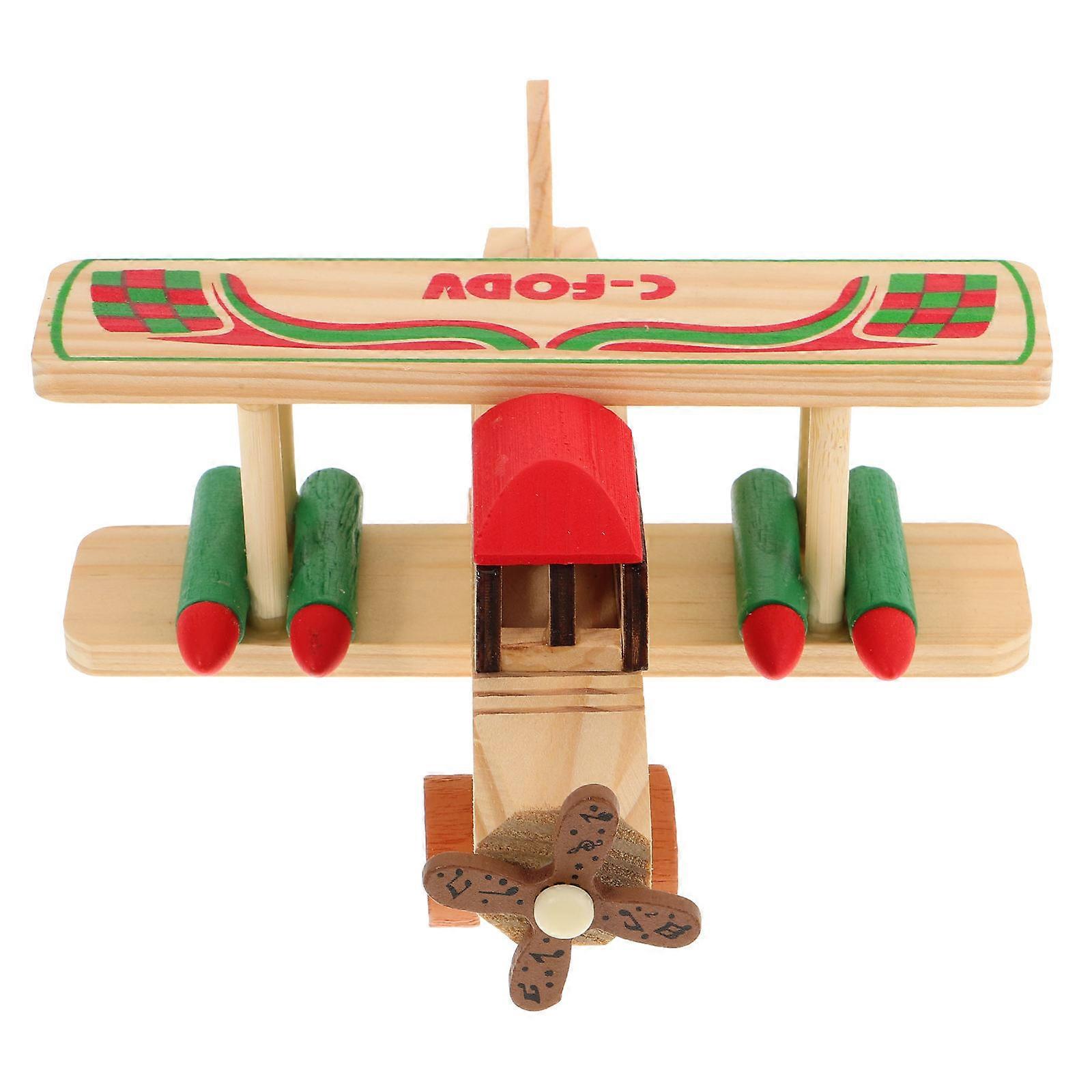 Wooden Military Helicopter Model for Kids 2Pcs Colorful Toy Set