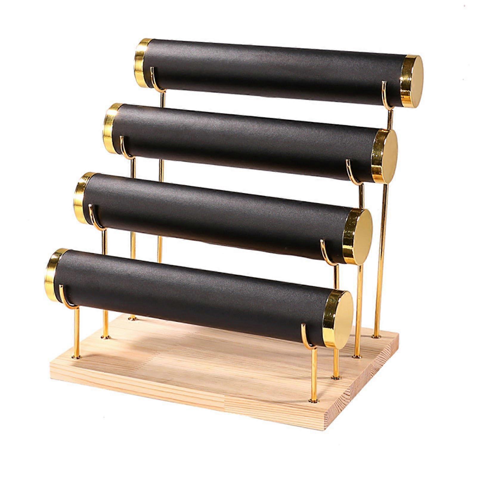 Stylish Jewelry Holder Wood Base Detachable Tiered Rack Bracelets And Bangles Watch Display Stand