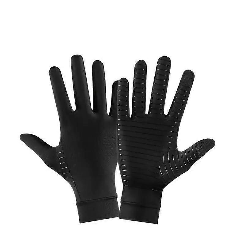 Black Compression Equestrian Gloves With Touchscreen Fingers, Carpal Tunnel Support, Horse Riding Gloves, Size XL