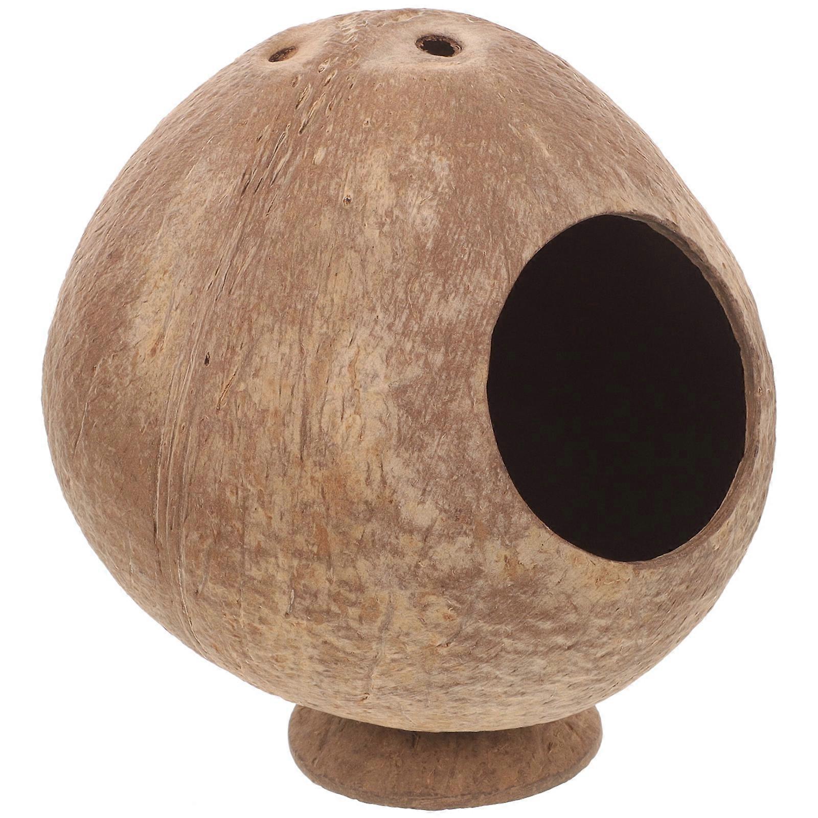 4Pcs Hamster Hideout Coconut Shape Small Pets Indoor Use Durable Hiding Place Brown Color Exercise Tool