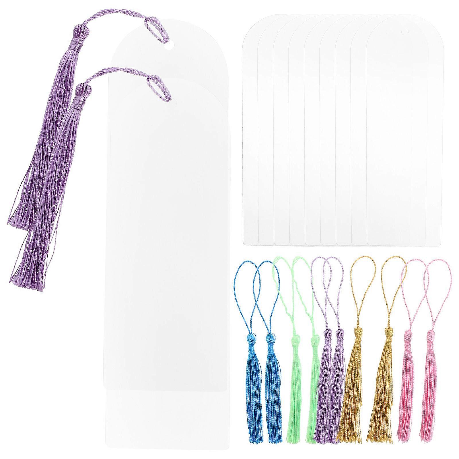 Creative Acrylic Page Marker Bookmarks With Colorful Tassels Ideal For Students 14X0.5X0.5CM Lightweight Design 2 Sets
