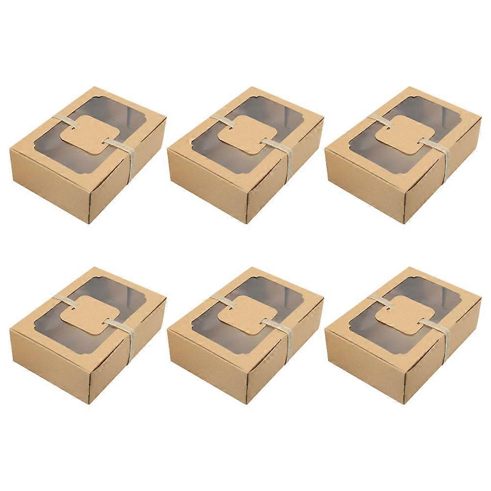 Pastry Boxes With Window Cupcake Packing Boxes Rectangular Kraft Paper Packaging Christmas Party 1 Set