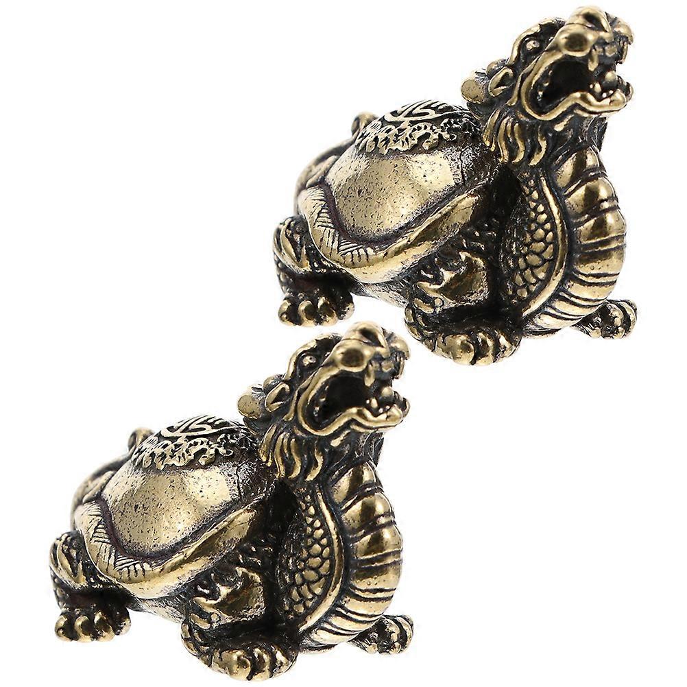 Brass Dragon Turtle Ornament for Home Decor 4 Pieces