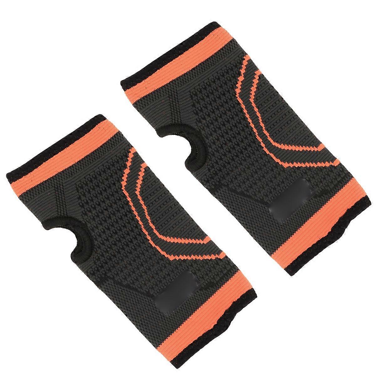 Orange Compression Wrist Sleeve for Hand Protection in 2Pcs Nylon Material