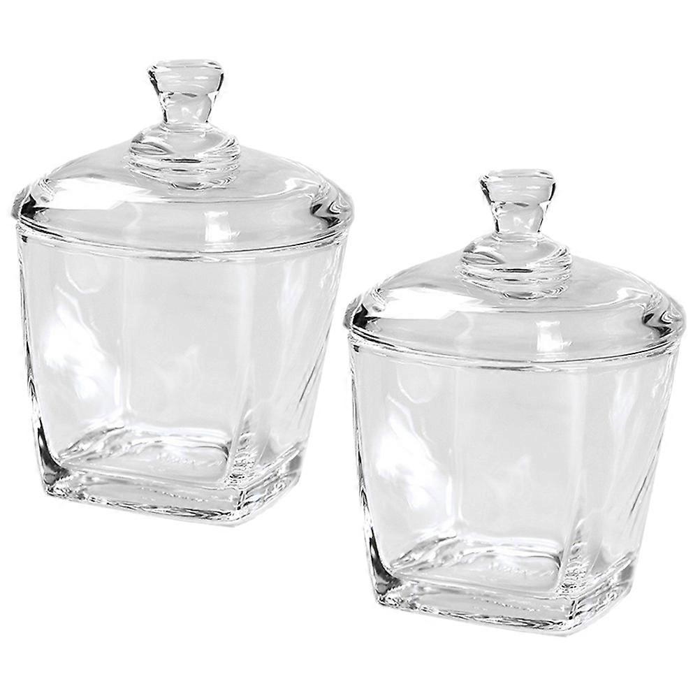 Glass Canisters For Snacks Storage And Home Use Square Glass Jars With Easy To Fill Design 2Pcs