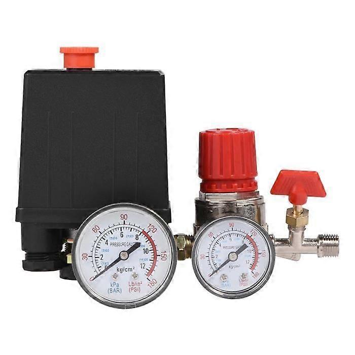 2pcs Small Air Compressor Pressure Switch Control Valve Regulator with Gauges
