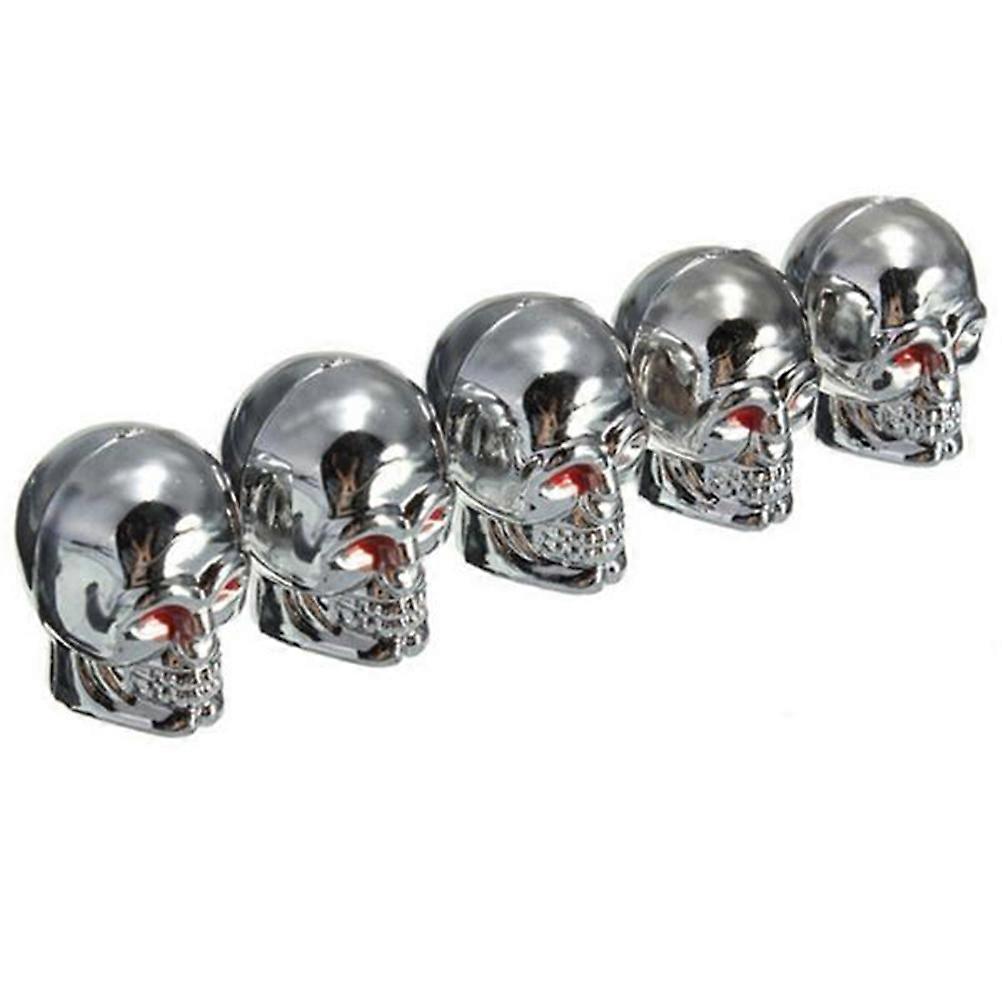 20x Silver Tyre Air Caps Skull Design for Car Stem Caps