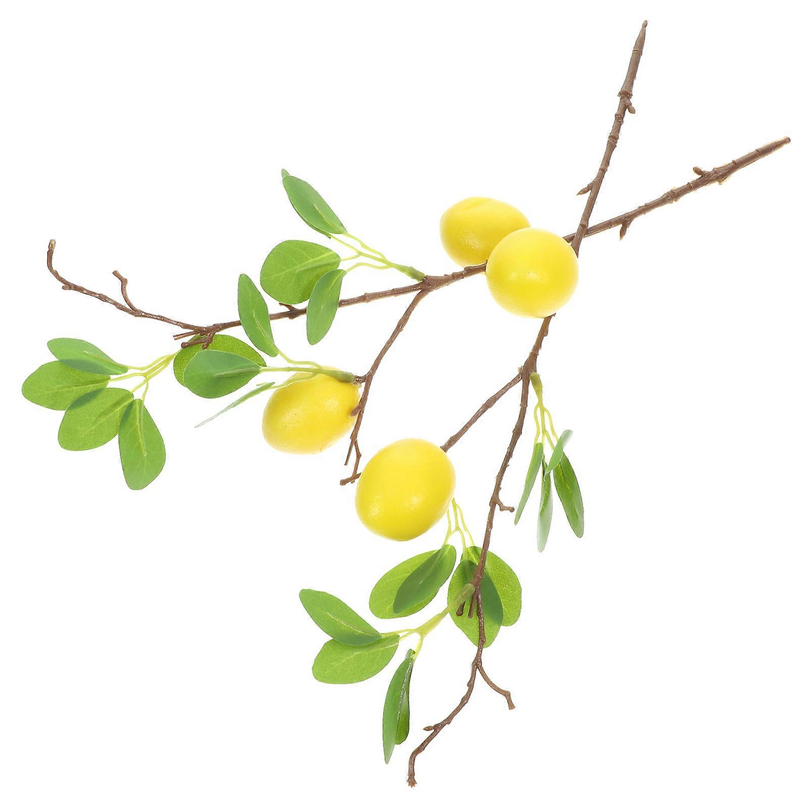 Fake Lemon Branch Artificial Plant for Decoration 10Pcs Desktop Yellow Branch