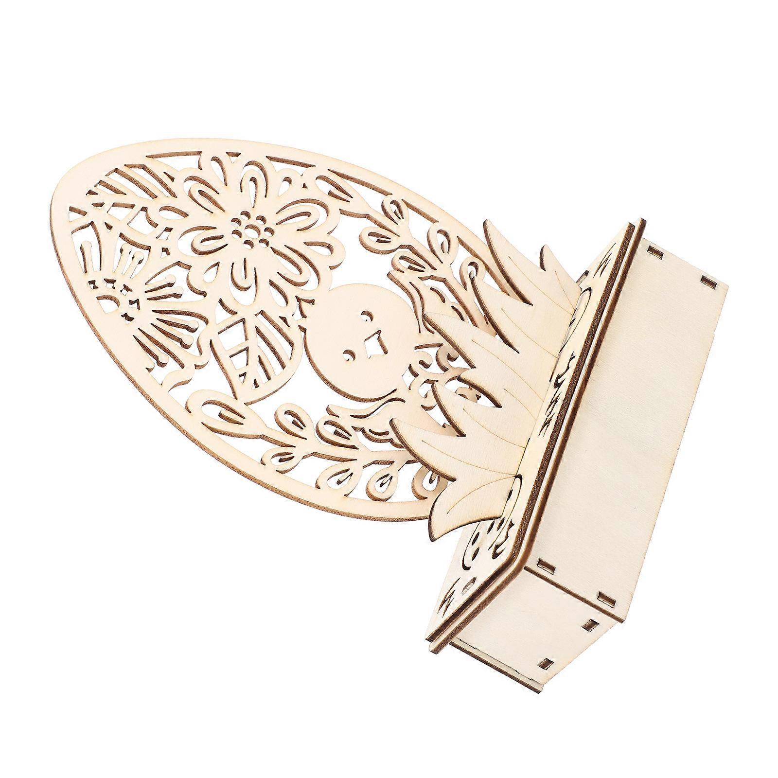 Easter Themed Wooden Egg Ornament for Decoration 1 Piece Linden Material