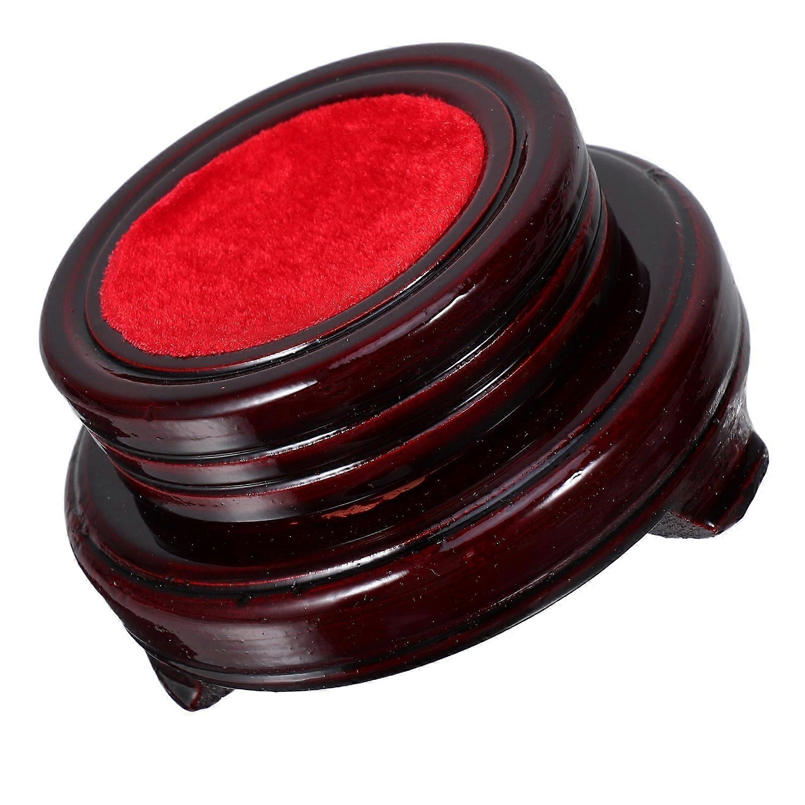 Wooden Crystal Holder Stand for Display 5Pcs Rotating Double Layer Red