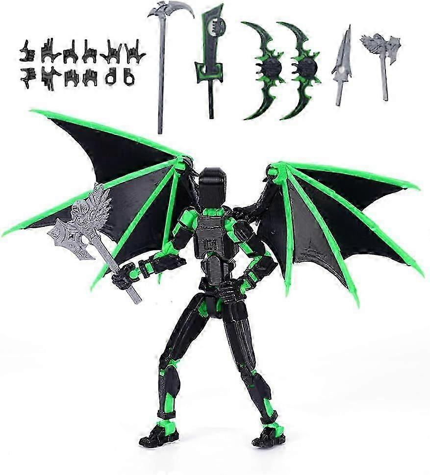 New Cool T13 Action Figure with Wings, Assembly Completed 13CM 3D Printed Titan 13 Action Figure Dummy 13 with 5 Weapons & 6 Hands Sets, Kids' Present