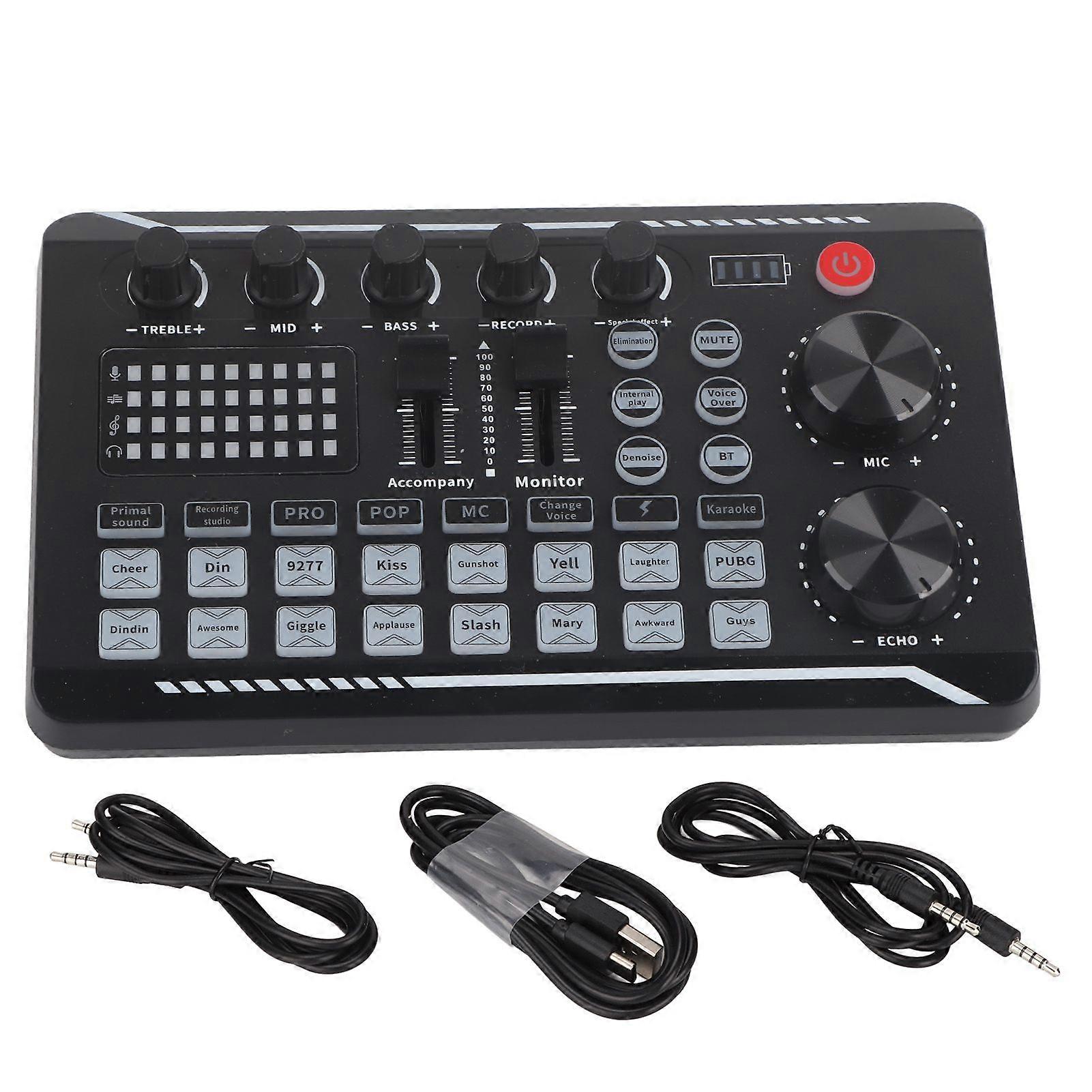 F998 Live Sound Card 16 Bits 44.1KHz Dual Channel Multifunctional Sound Mixer for Computers Mobile Phones