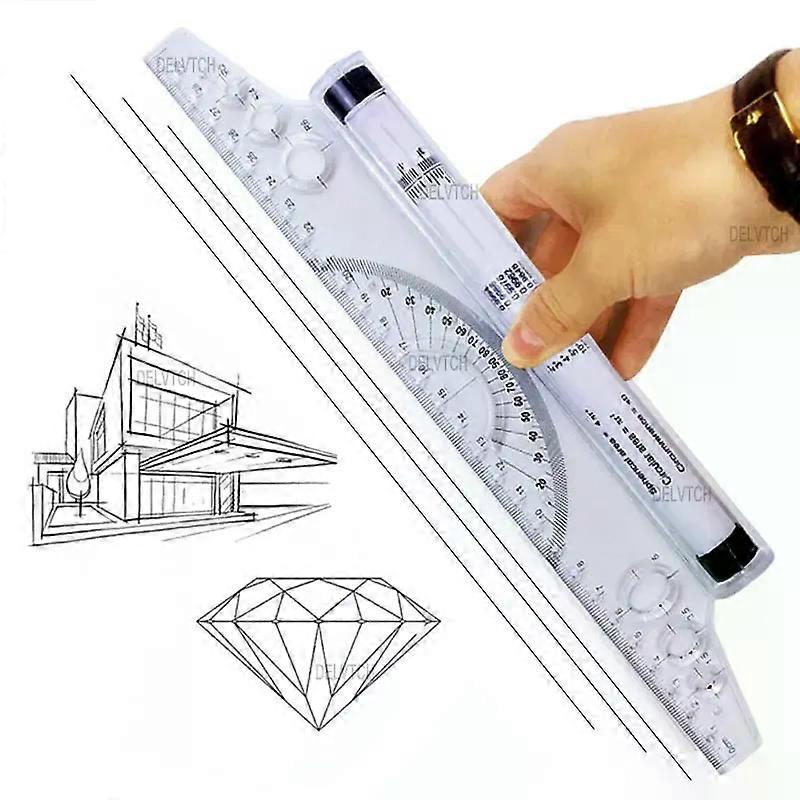 30cm Multi-purpose Angle Parallel Scroll Rolling Ruler Art Design Architect Drafting Drawing Measuring Balance Scale Template