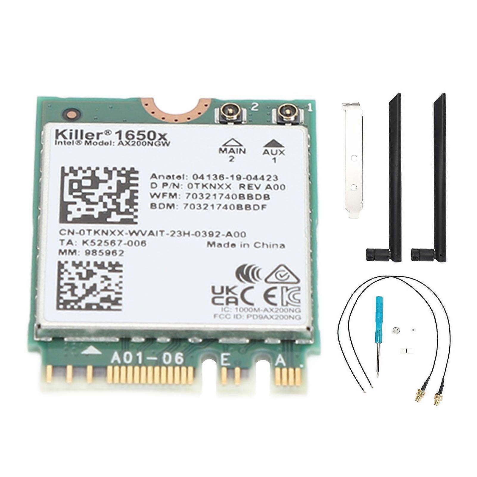 1650X AX200 Desktop Network Card 5G 2.4G Dual Band WiFi M.2 Interface MU MIMO Technology Bluetooth 5.2 WiFi 6 Card with Antennas
