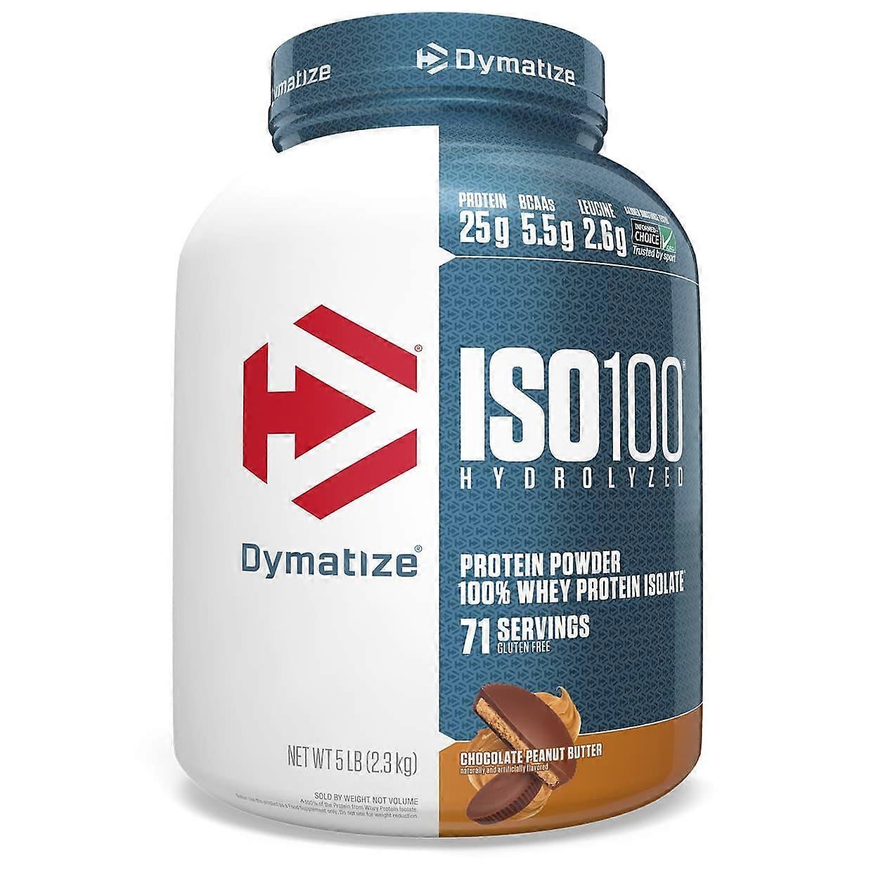 Dymatize, ISO100 Hydrolyzed, 100% Whey Protein Isolate, Chocolate Peanut Butter, 5 lb (2.3 kg)