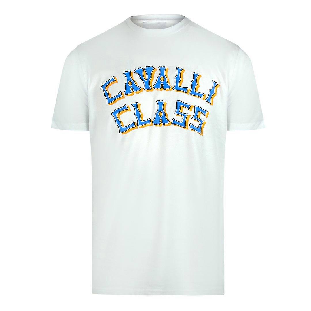 Cavalli Class Layered Logo Off White T-Shirt