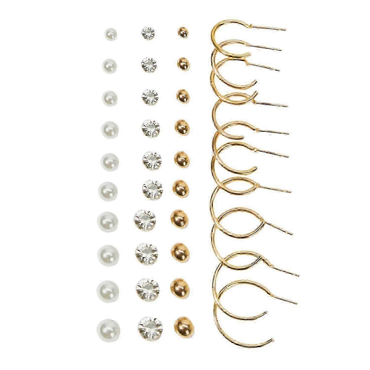 stud earrings with faux pearl and c-shaped hoop design