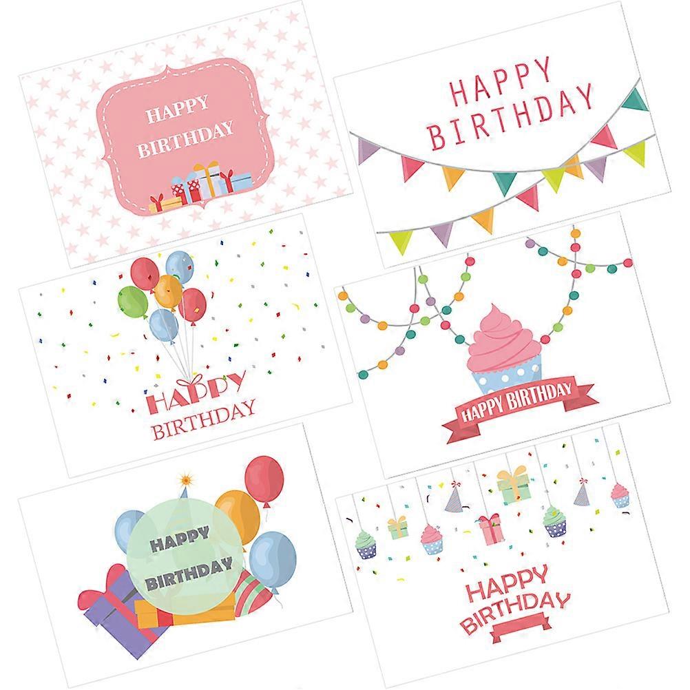 Cartes de vœux d'anniversaire en papier pour fête, lot de 6 pièces