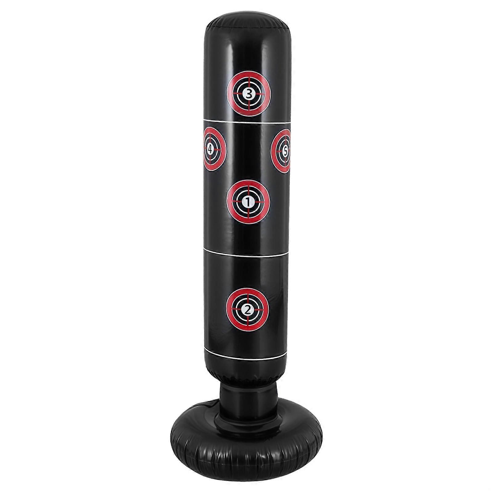 Adjustable Height Inflatable Punch Column With Foot Pump Kit Thick PVC Base Black Target Bag For Youth Boxing And Martial Arts