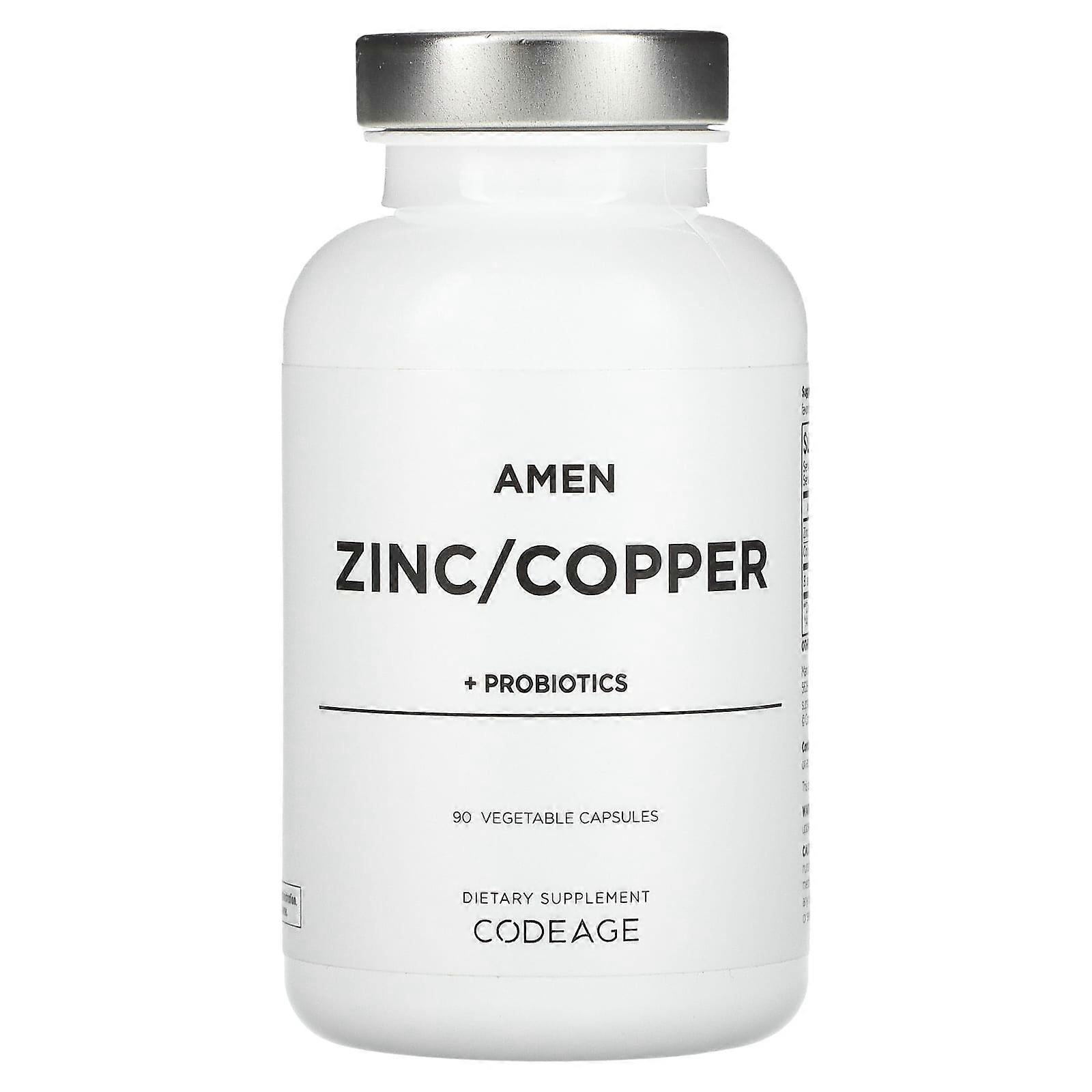 Codeage, Amen, Zinc/Cobre + Probióticos, 90 Cápsulas Vegetales