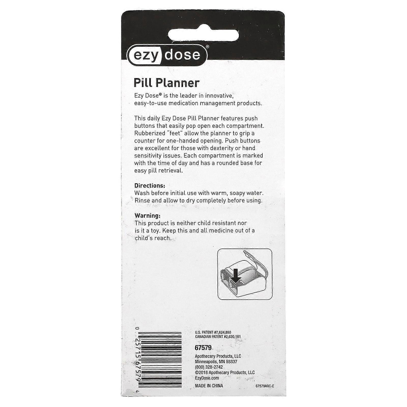 Daily AM/PM with Push Buttons Pill Planner, 1 Count