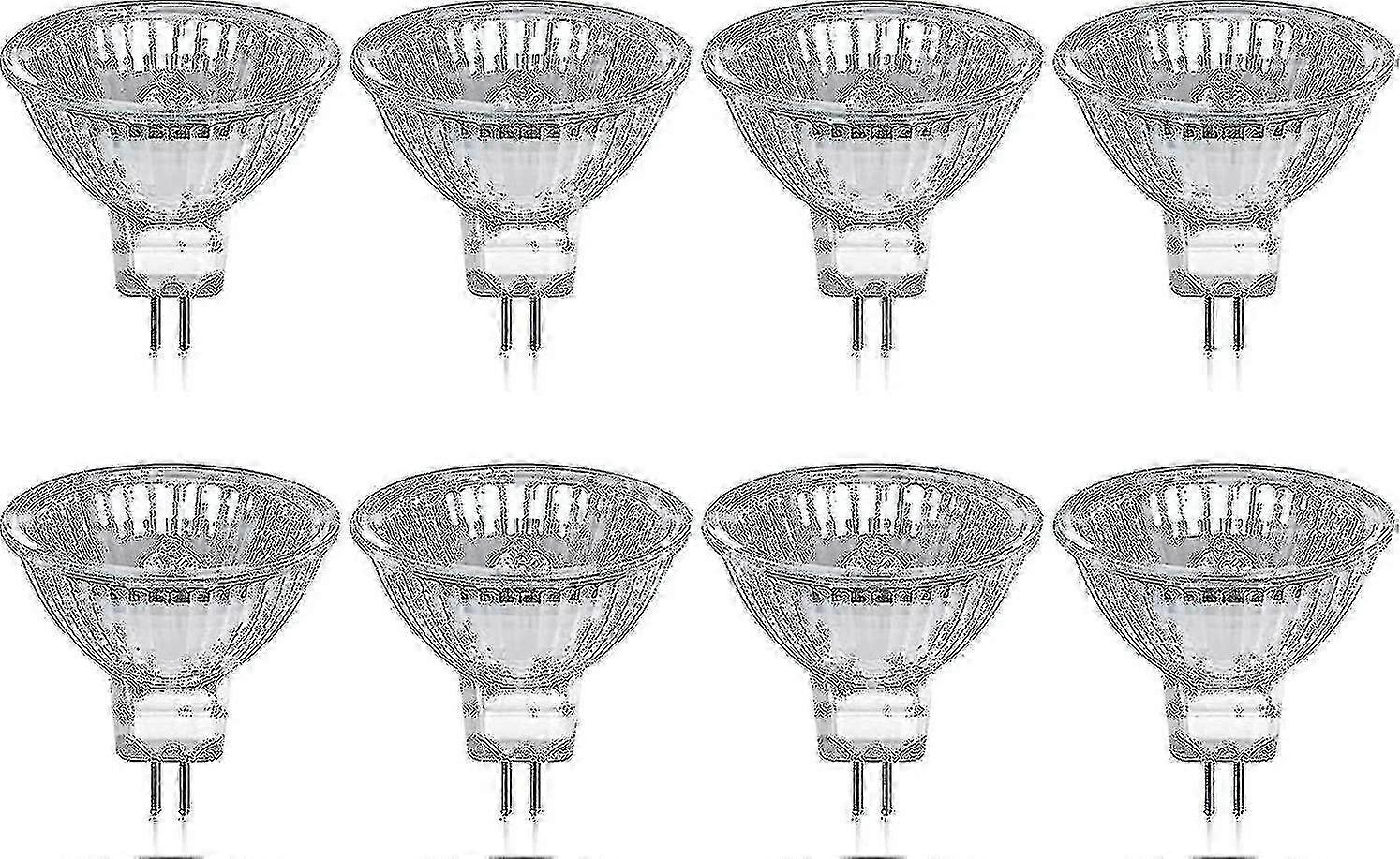 ハロゲン電球 Gu5.3 Mr16 35w 12v 調光可能 8 個入りパック - ウォーム ホワイト 2800k、400 ルーメン、ガラス カバー S202412278856