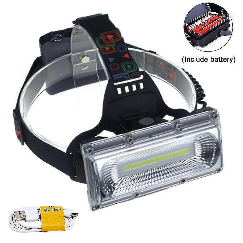 Led Headlamp Rechargeable Headlight Flashlight+usb Cable 2 Batteries