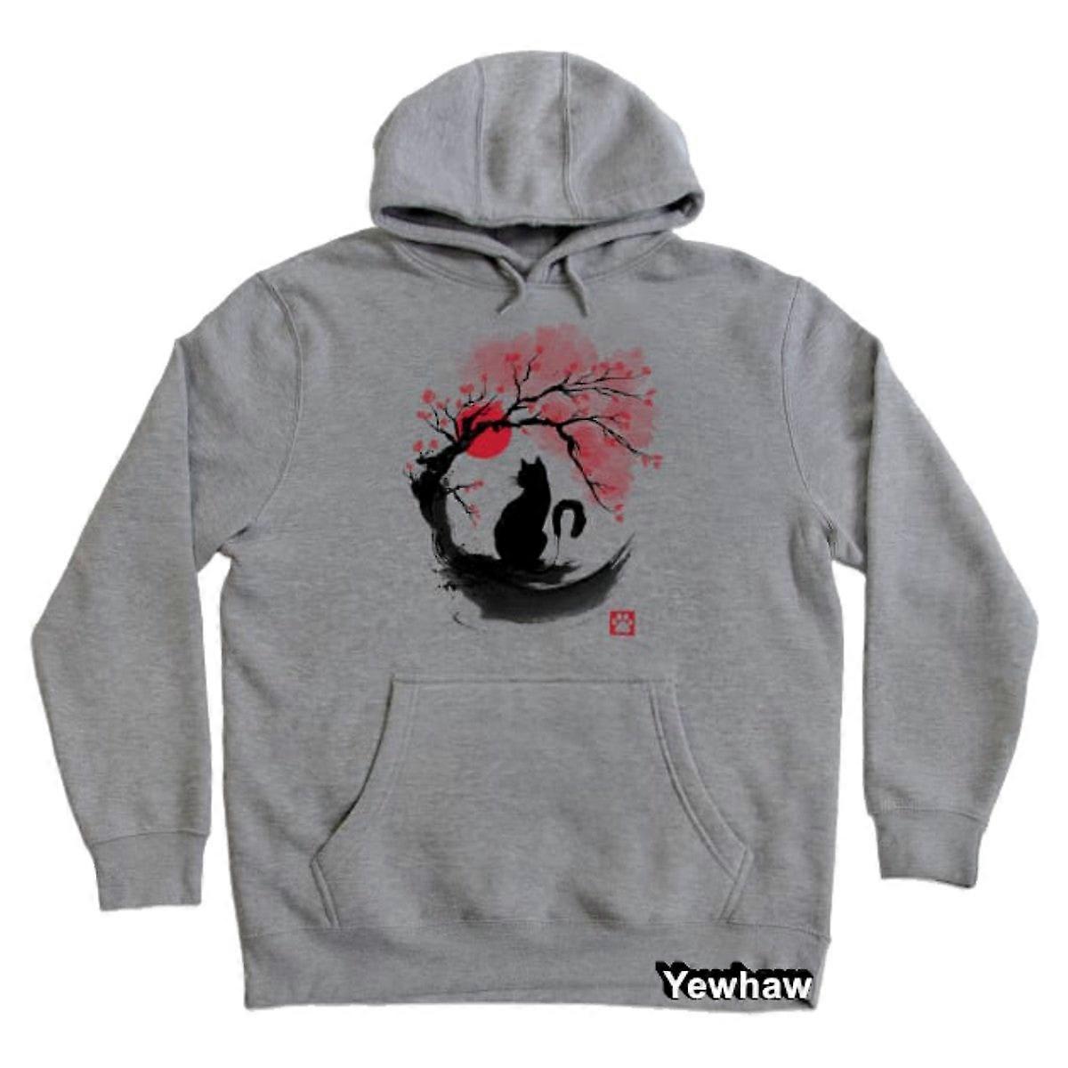 Sakura Cat Sumi E Kapuzenpullover