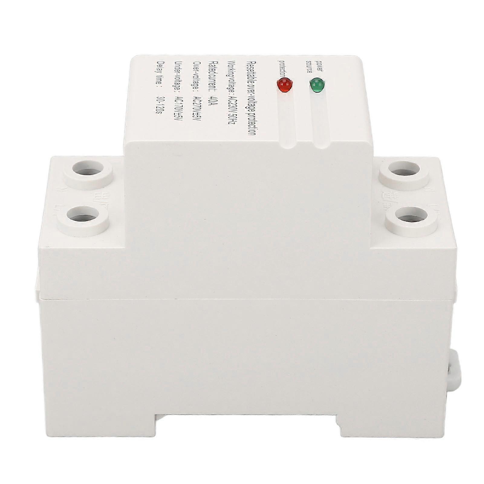 Voltage Protective Device Single Phase Self Resetting Auto Over Under Voltage Protector with Light Indicator 40A AC230V Up Input and Down Output 