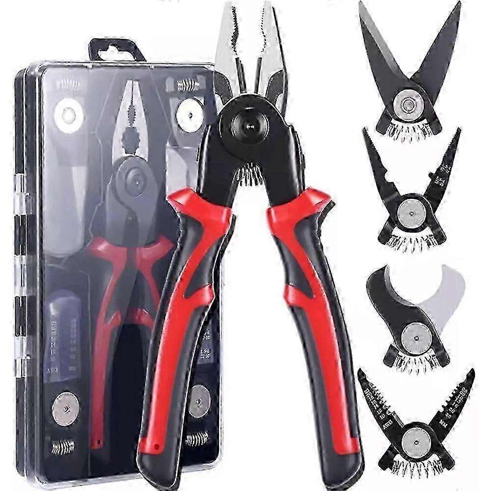 Multifunctional 5-in-1 Interchangeable Head Pliers Tool Set miao4