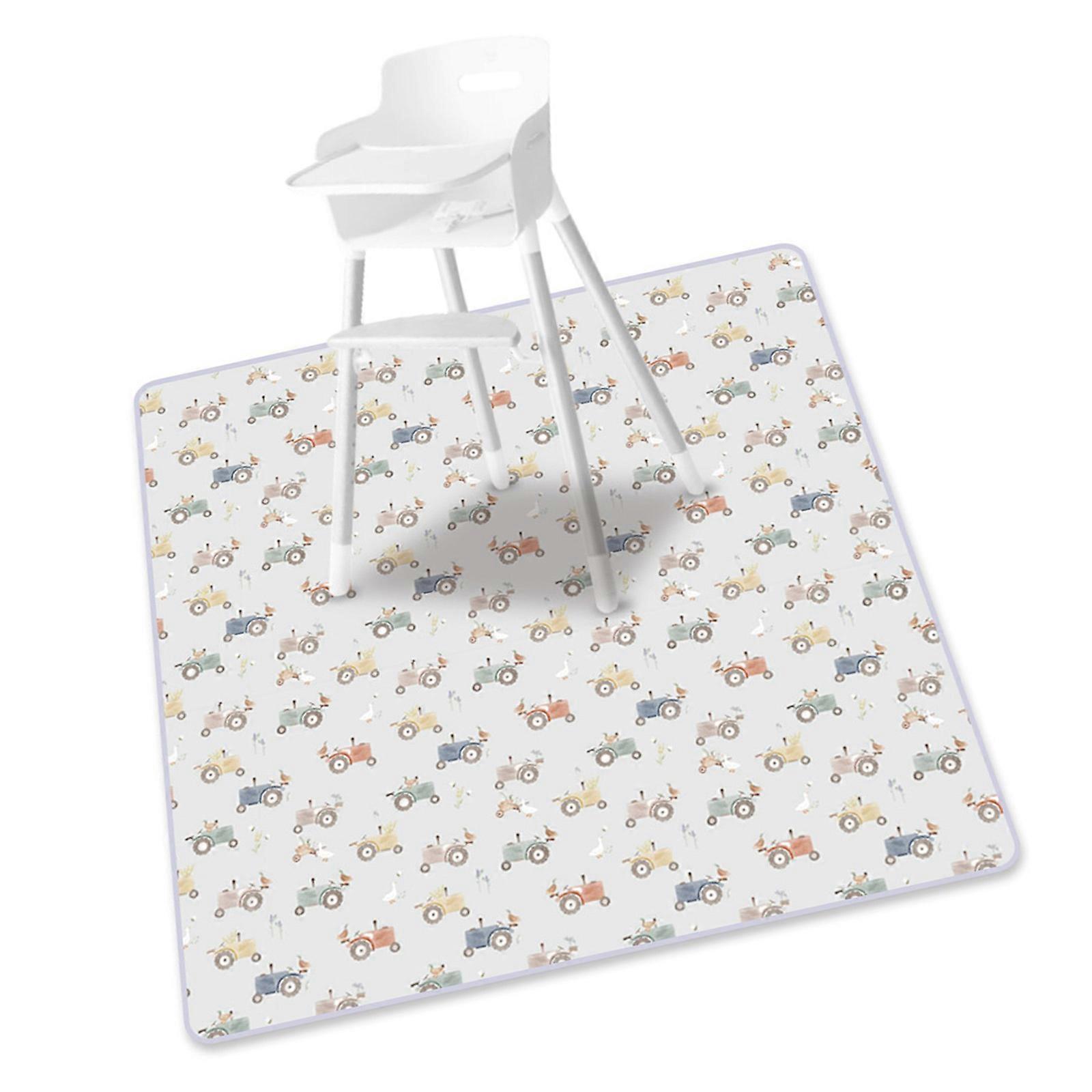 Toddler Feeding Mat Cartoon Pattern Foldable and Lightweight Spill Mat for High Chair and Baby Crawling Activity Multicolor