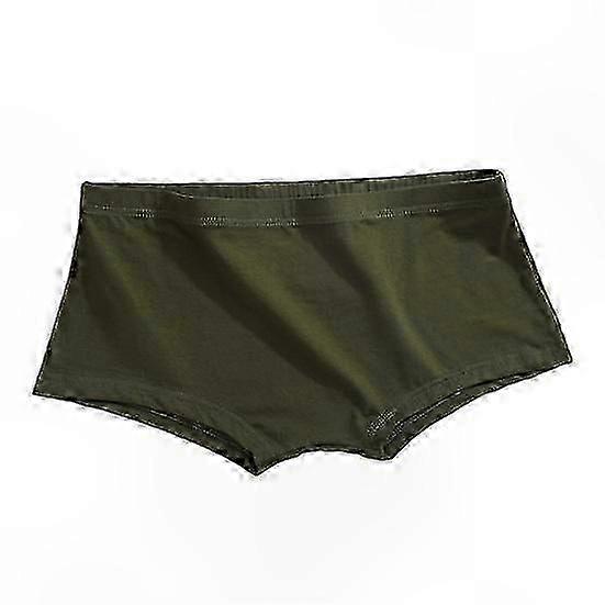 سراويل داخلية بوكسر بلون خالص للرجال - حزام خصر مطاطي مسامي بتصميم بزاوية مسطحة على شكل حرف U-محدب لارتداء يومي مريح