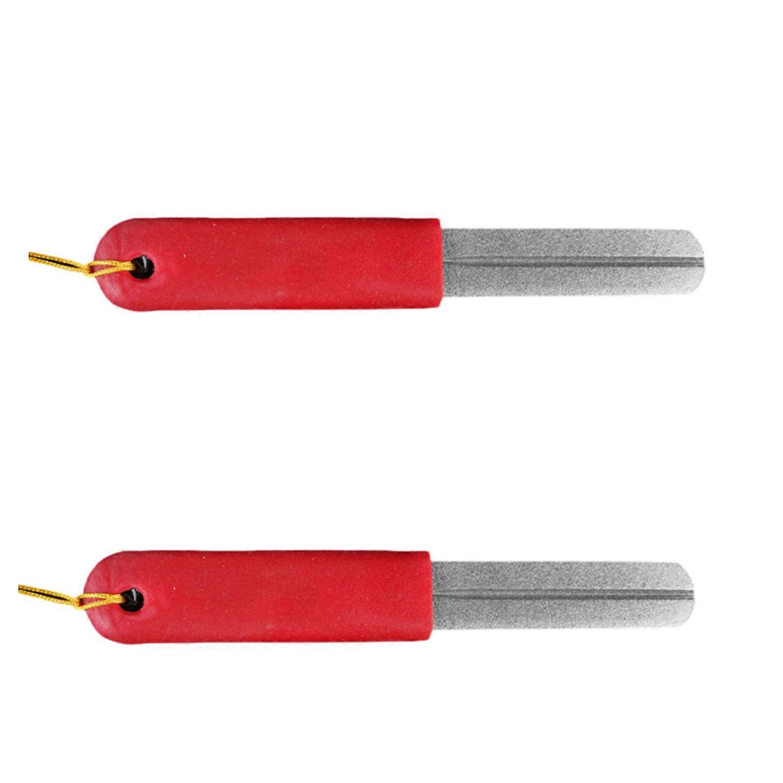 2Pcs Double Side Fishing Hook Grinds Stone Hook Sharpening File  Grinds Tool for Outdoor Fishing Enduring Multicolor