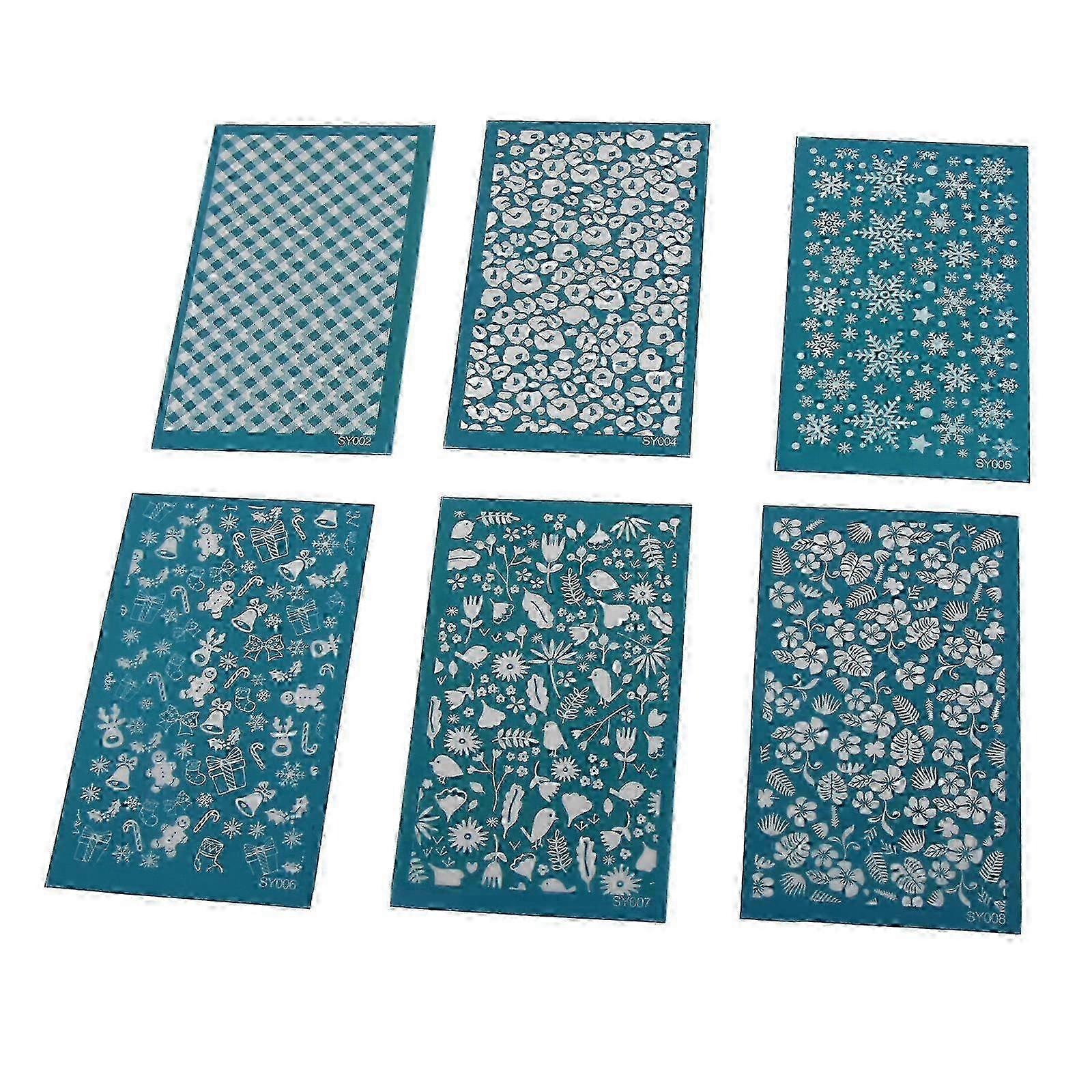 6pcs Polymer Clay Silk Screen Stencils for Clay Printing, Durable DIY Silkscreen Print Templates for Crafting and Art Projects