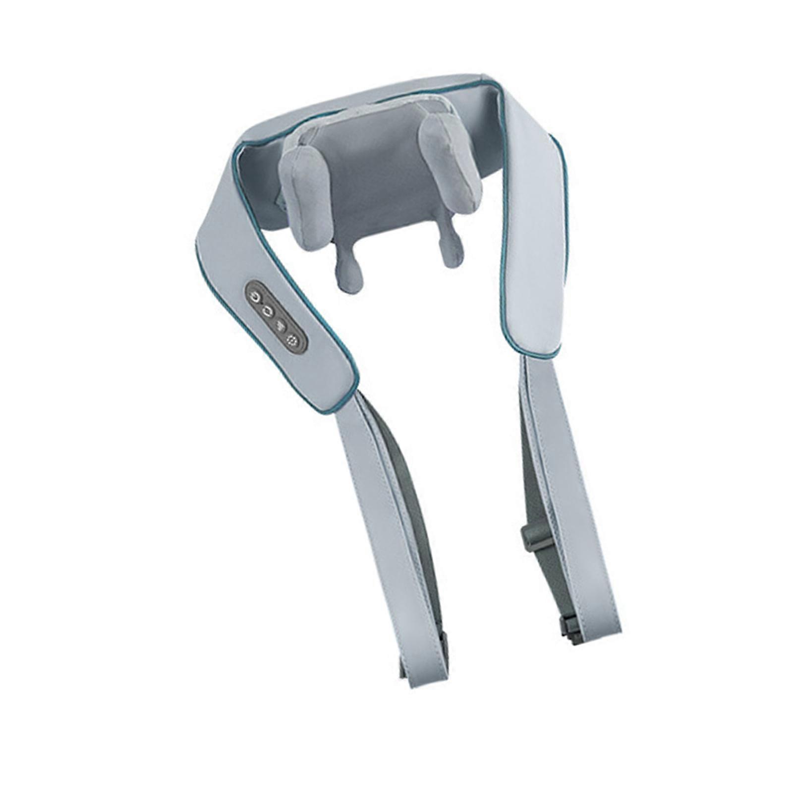 Cordless Neck and Back Massagers For Neck Shoulder Pains Relief Breathable Fabric Adjustable Straps Rechargeable Design  Sky blue