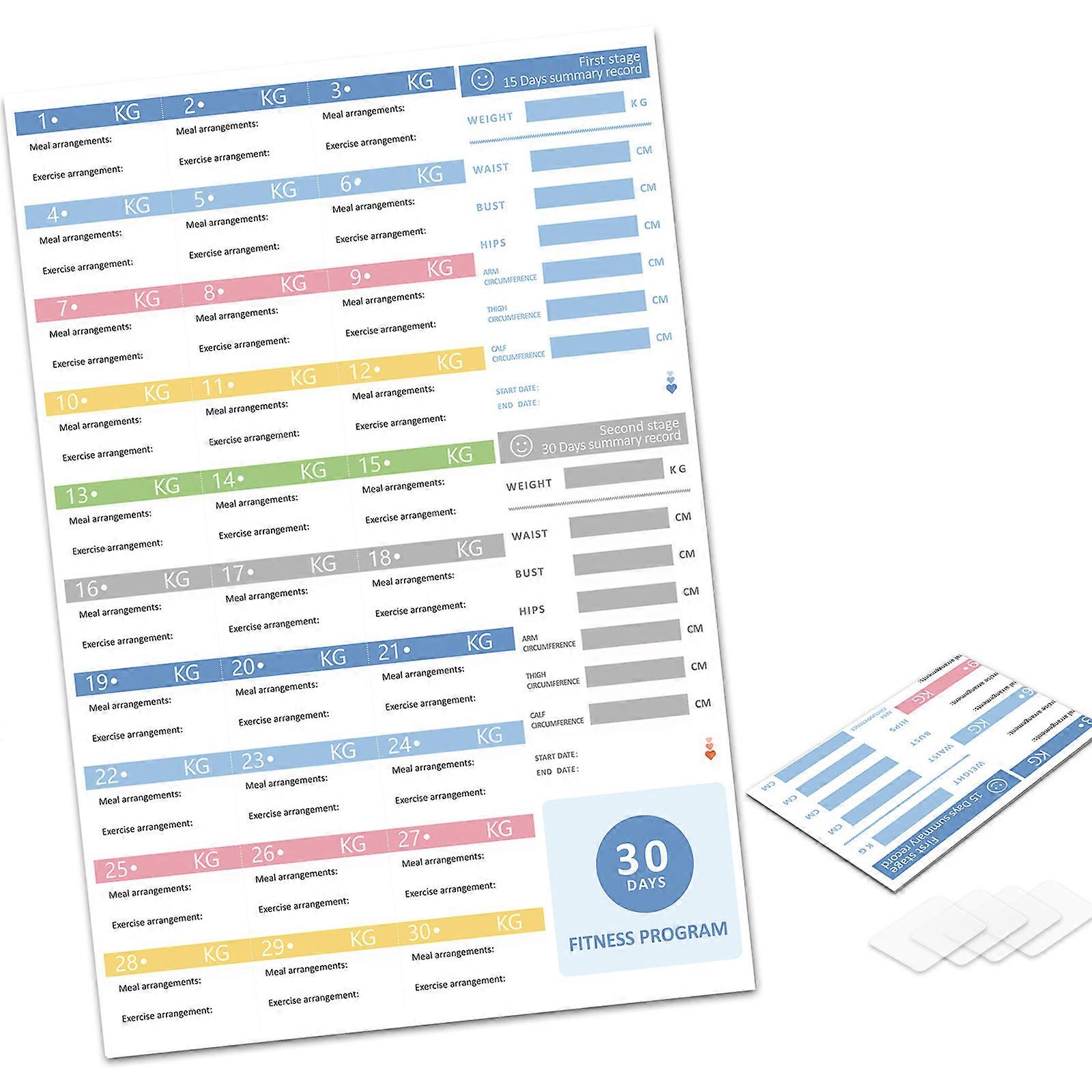 Fitness Progress Chart Fitness Program Workout Schedule Organizer for Fitness Coaches and Home Workout Spaces Multicolor
