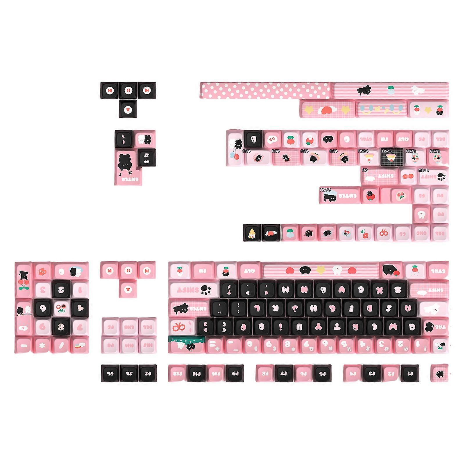 138/158 Key PBT Keycaps MDA Profile Black Cats Theme Keycaps Replacement Set for Mechanical Gaming keyboards Accessories Multicolor