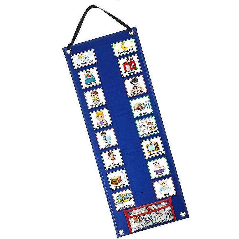 Visual Routine Chart Kids Schedule Board For Home Rectangular Blue 67.5X24CM Reward Good Behavior 1 Set