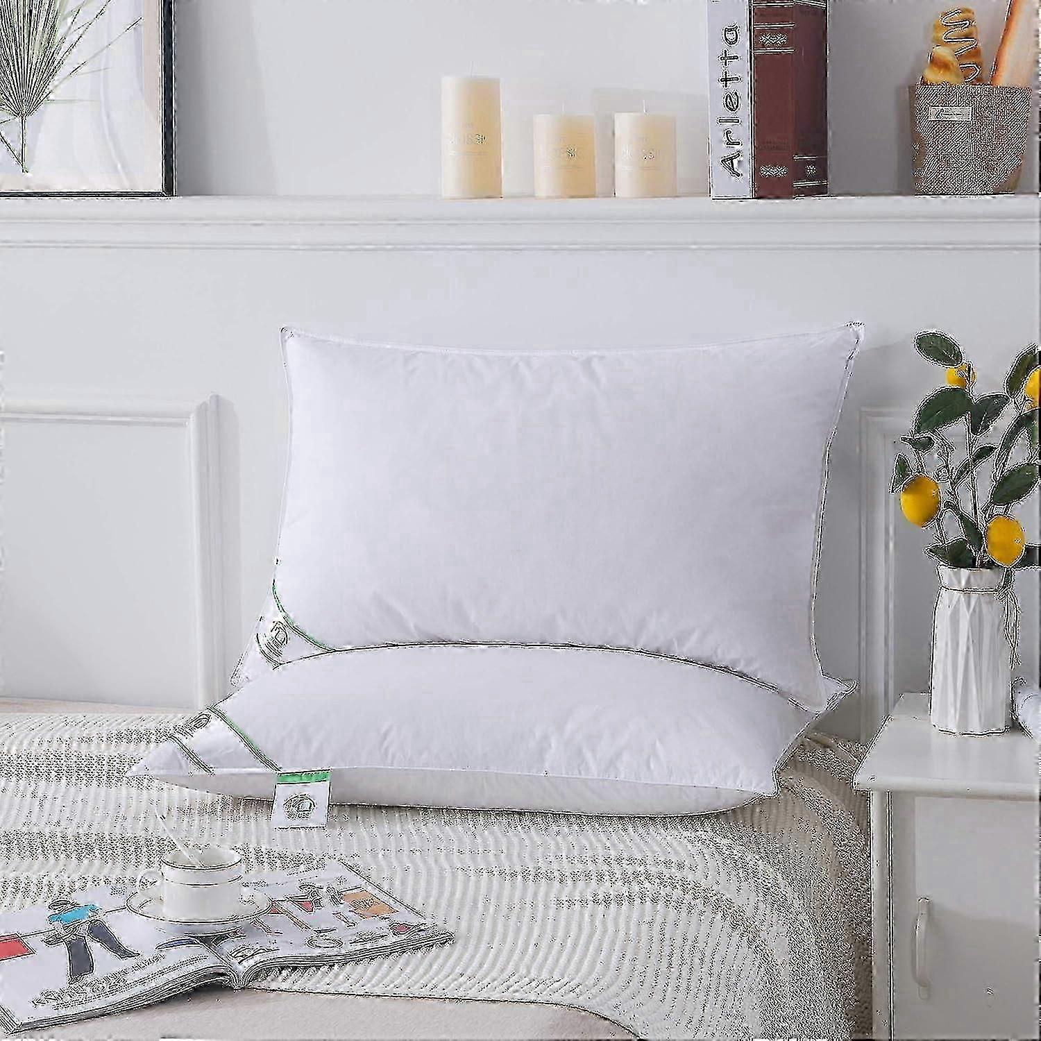 Luxury Goose Feather And Down Pillow Pair With 100% Cotton Cover (standard(50% Down))ad'21-hj'62