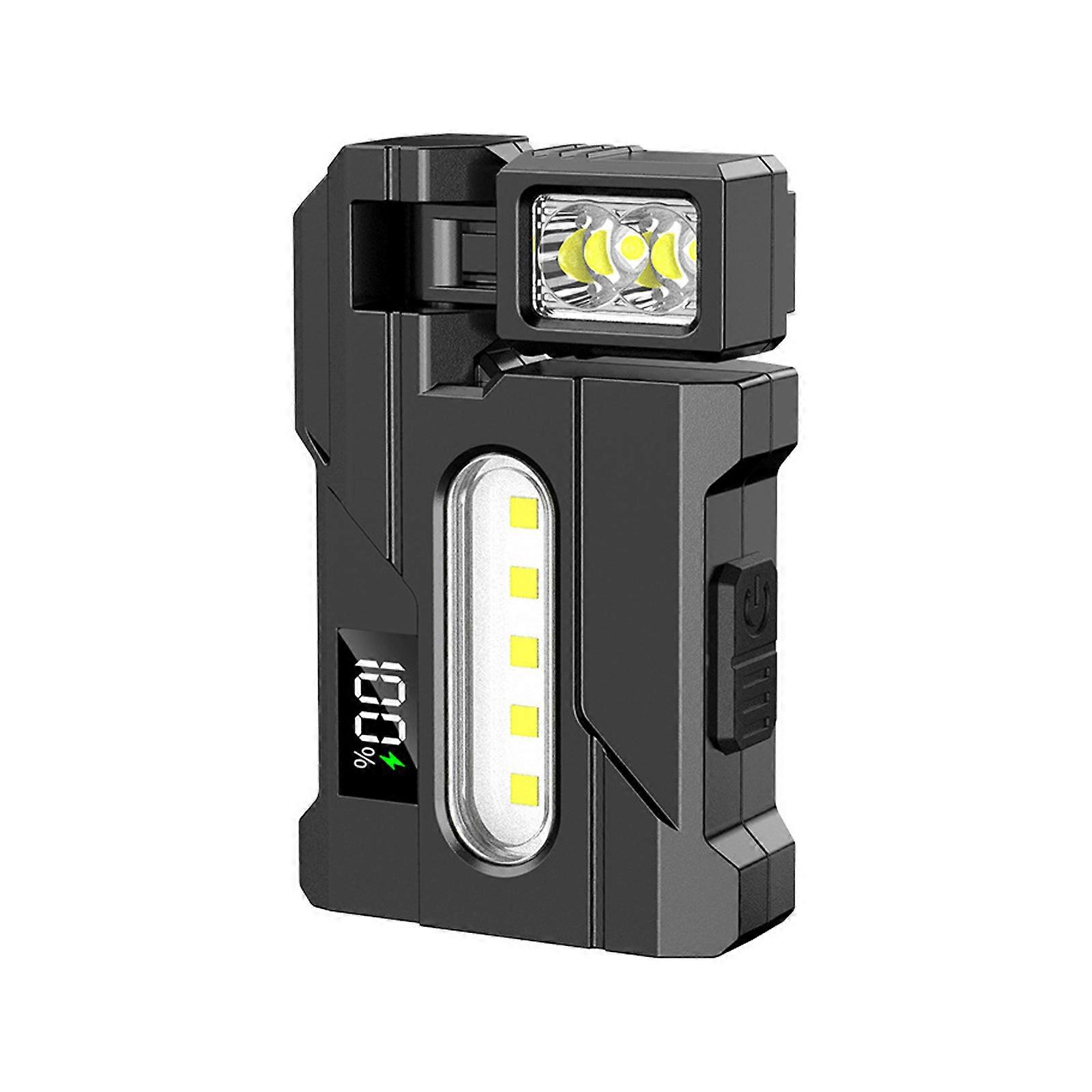 Magnetic Rechargeable Work Light Rotating Head Design Warning Signal LED Flashlight with Battery Display for Safety Use Multicolor